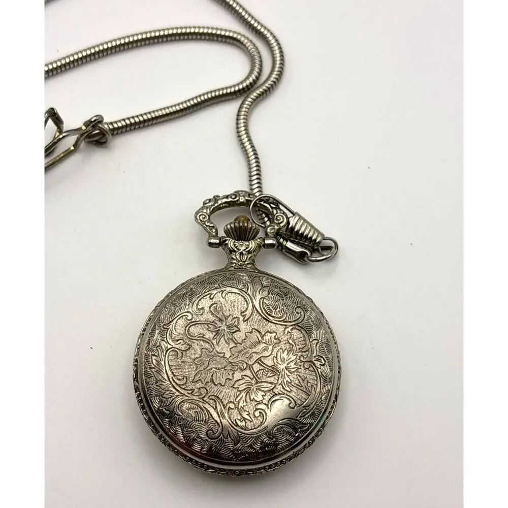 RUMOURS Hunting Motif Pocket Watch Chain with clip, Japan Quartz Movement Works